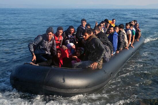 Middle Eastern refugees on Lesbos island in Greece