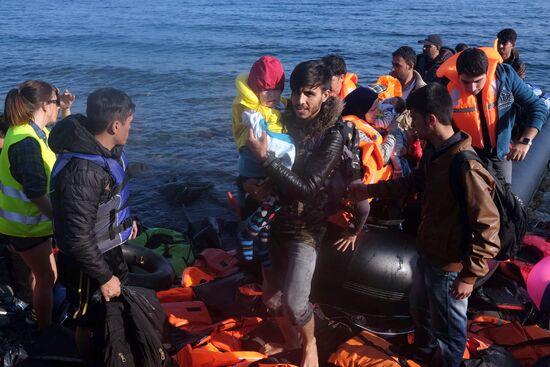 Middle Eastern refugees on Lesbos island in Greece