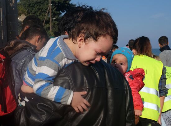 Middle Eastern refugees on Lesbos island in Greece
