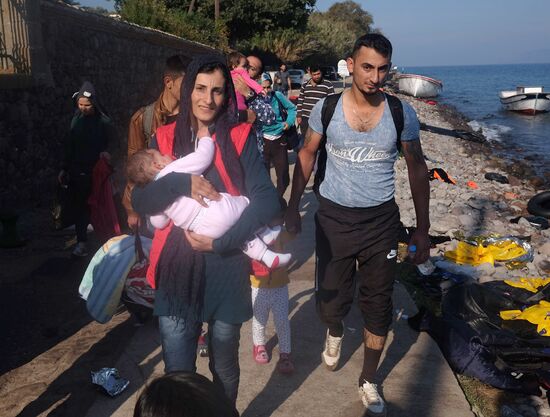 Middle Eastern refugees on Lesbos island in Greece