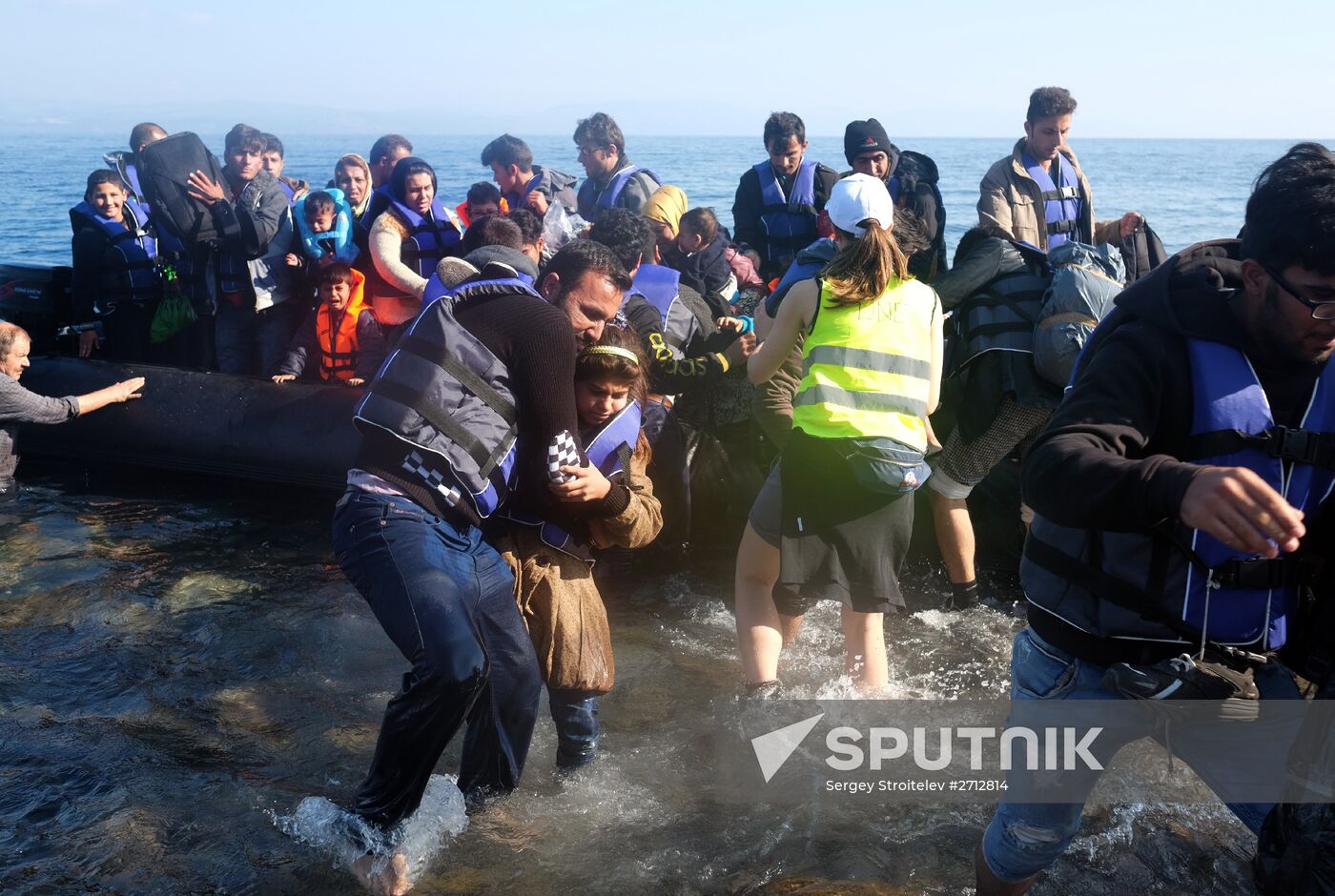 Middle Eastern refugees on Lesbos island in Greece