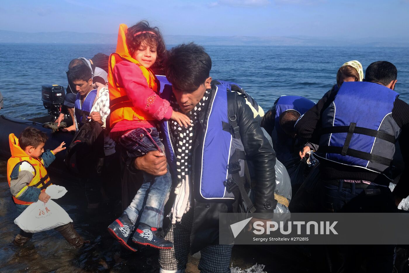 Middle Eastern refugees on Lesbos island in Greece