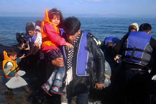 Middle Eastern refugees on Lesbos island in Greece