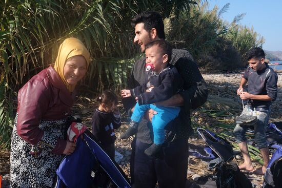 Middle Eastern refugees on Lesbos island in Greece