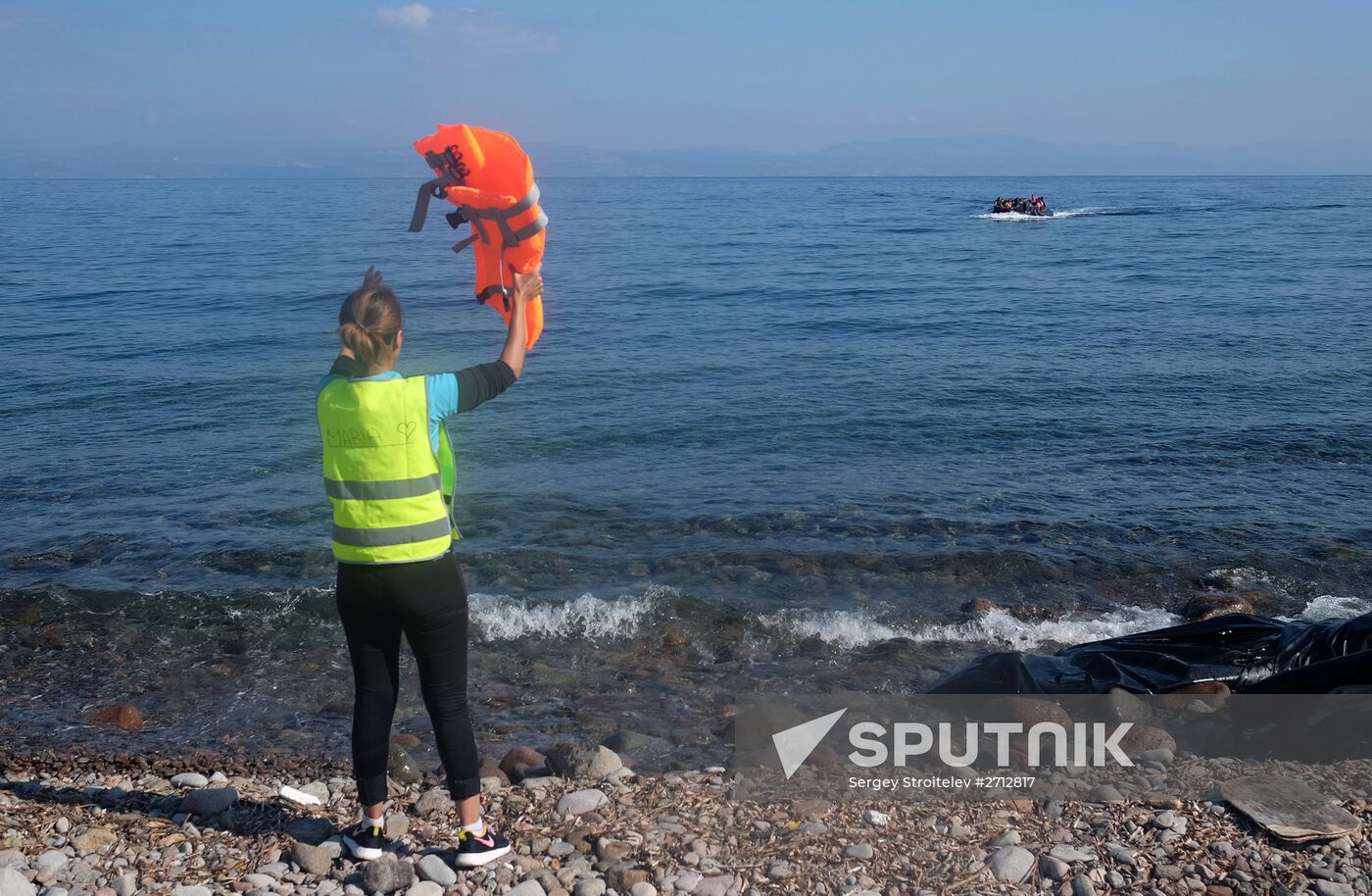 Middle Eastern refugees on Lesbos island in Greece