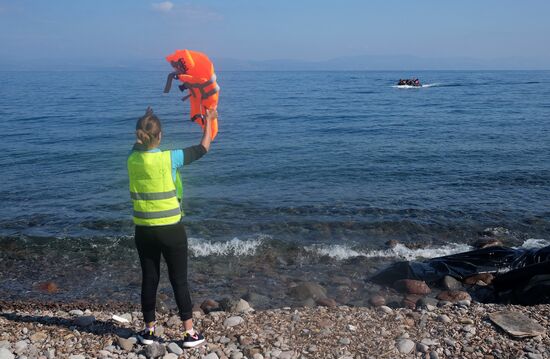 Middle Eastern refugees on Lesbos island in Greece