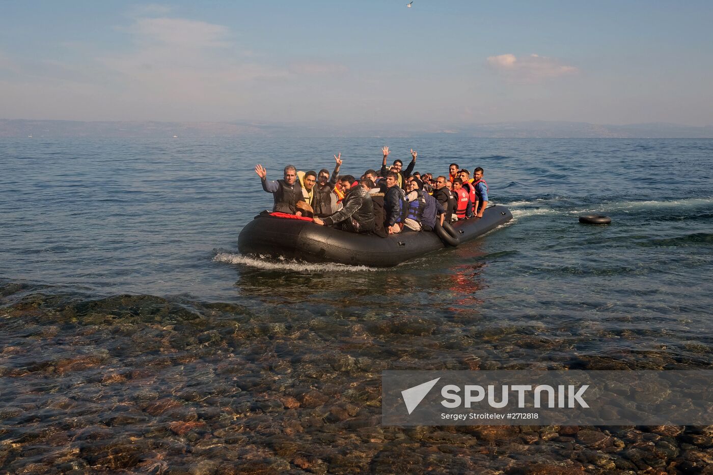 Middle Eastern refugees on Lesbos island in Greece