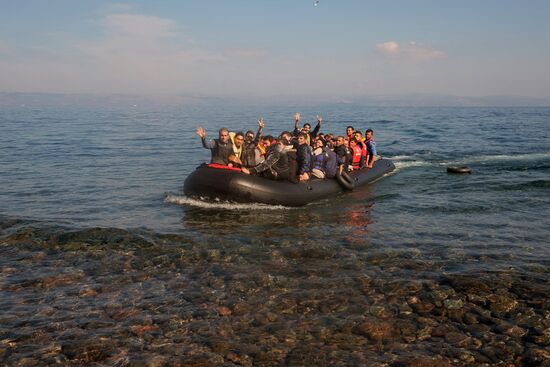 Middle Eastern refugees on Lesbos island in Greece