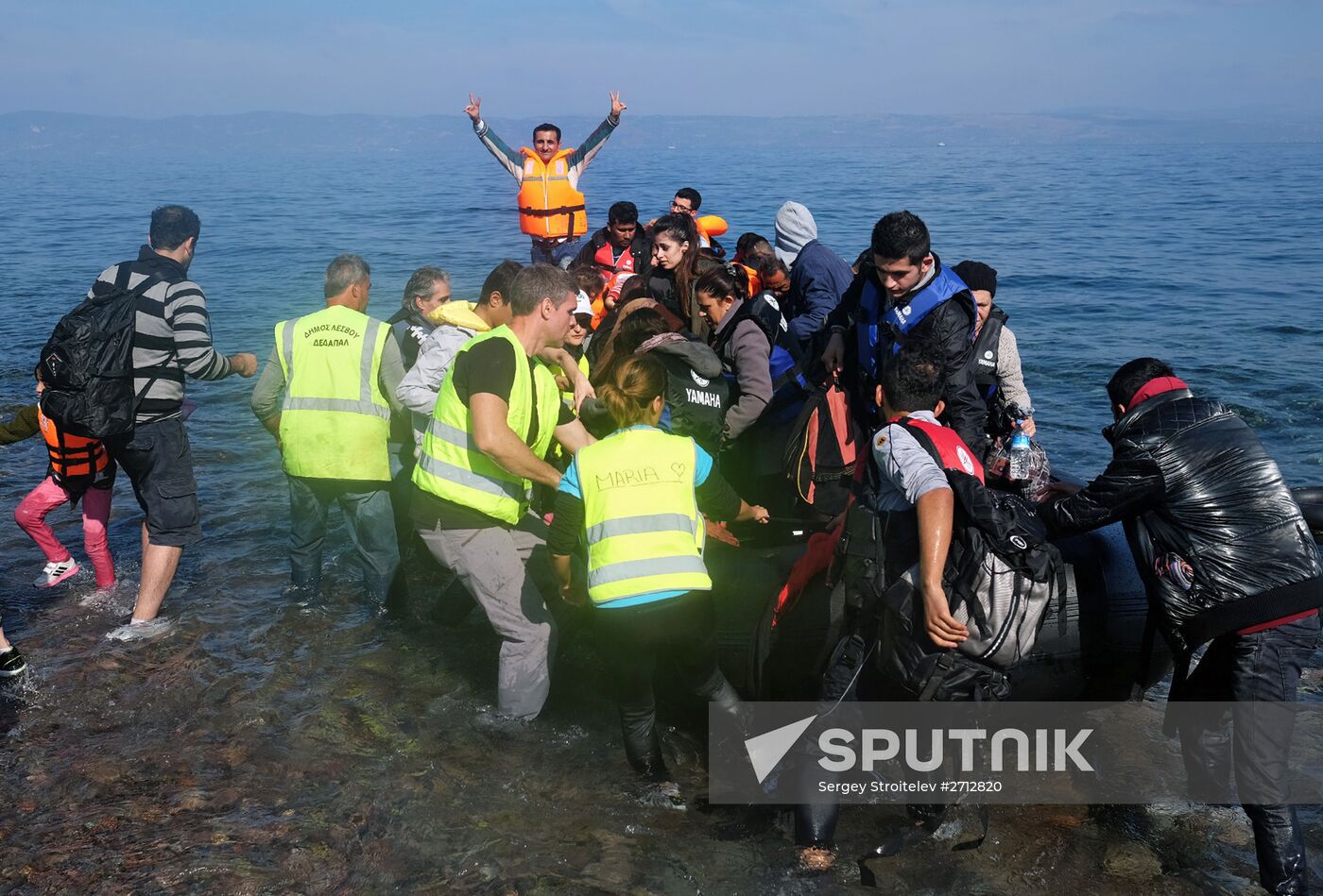 Middle Eastern refugees on Lesbos island in Greece