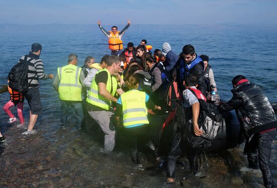 Middle Eastern refugees on Lesbos island in Greece