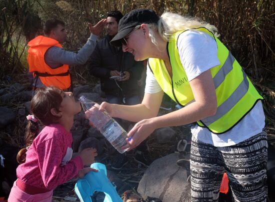 Middle Eastern refugees on Lesbos island in Greece