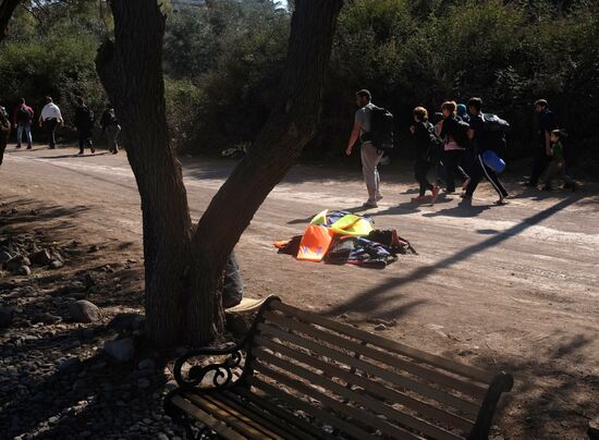 Middle Eastern refugees on Lesbos island in Greece