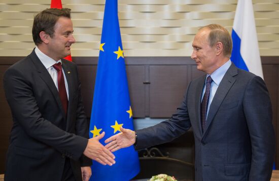 President Vladimir Putin meets with Luxembourg's Prime Minister Xavier Bettel