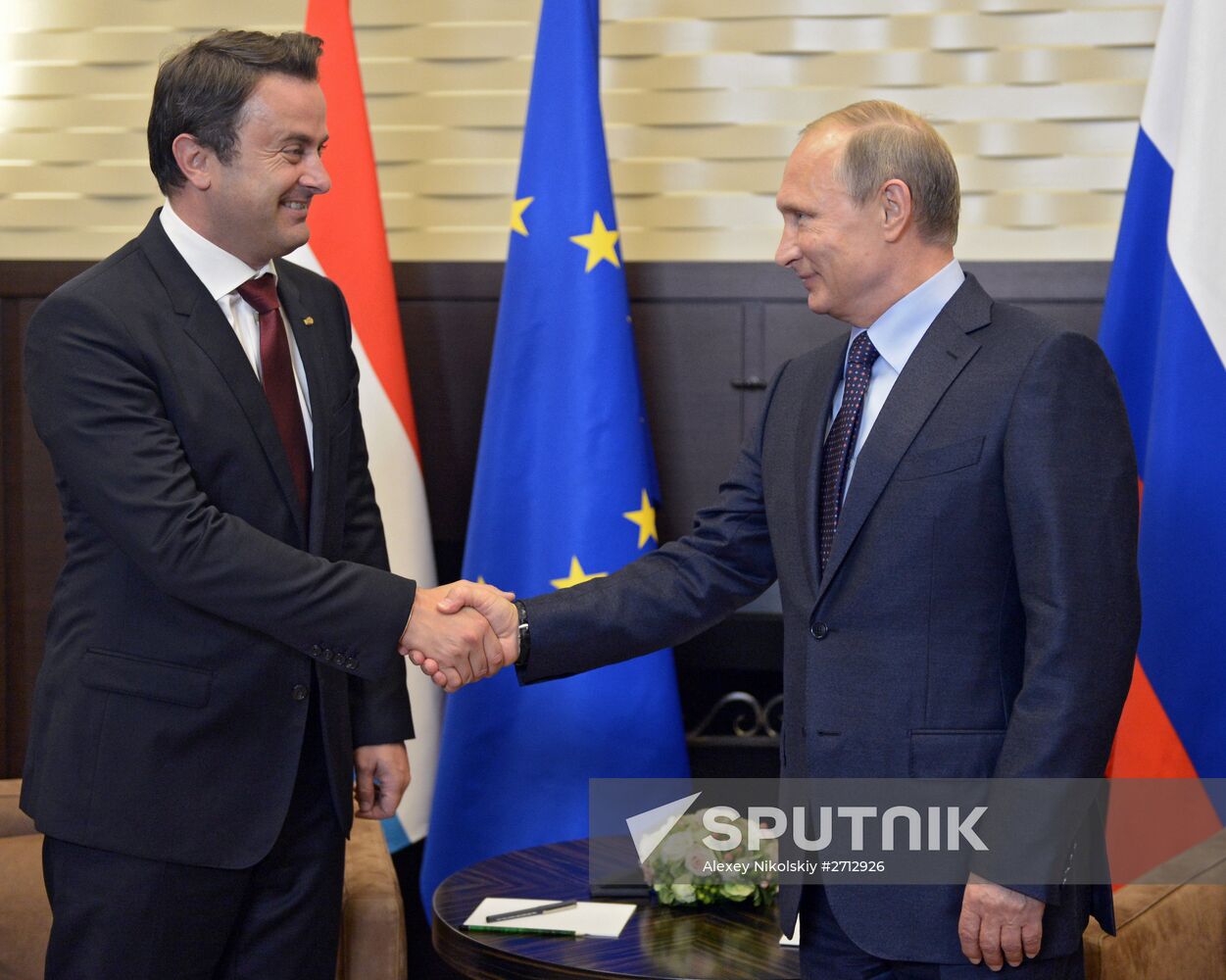 President Vladimir Putin meets with Luxembourg's Prime Minister Xavier Bettel