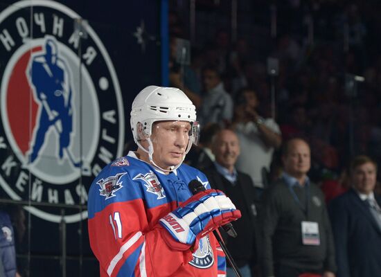 President Vladimir Putin during hockey match between Night Hockey League champions, board members and honorary guests
