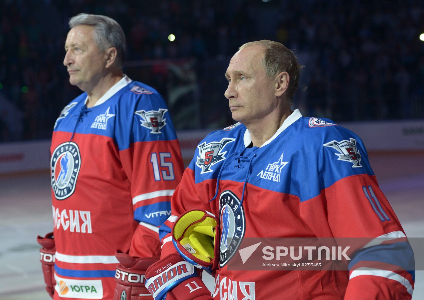 President Vladimir Putin during hockey match between Night Hockey League champions, board members and honorary guests