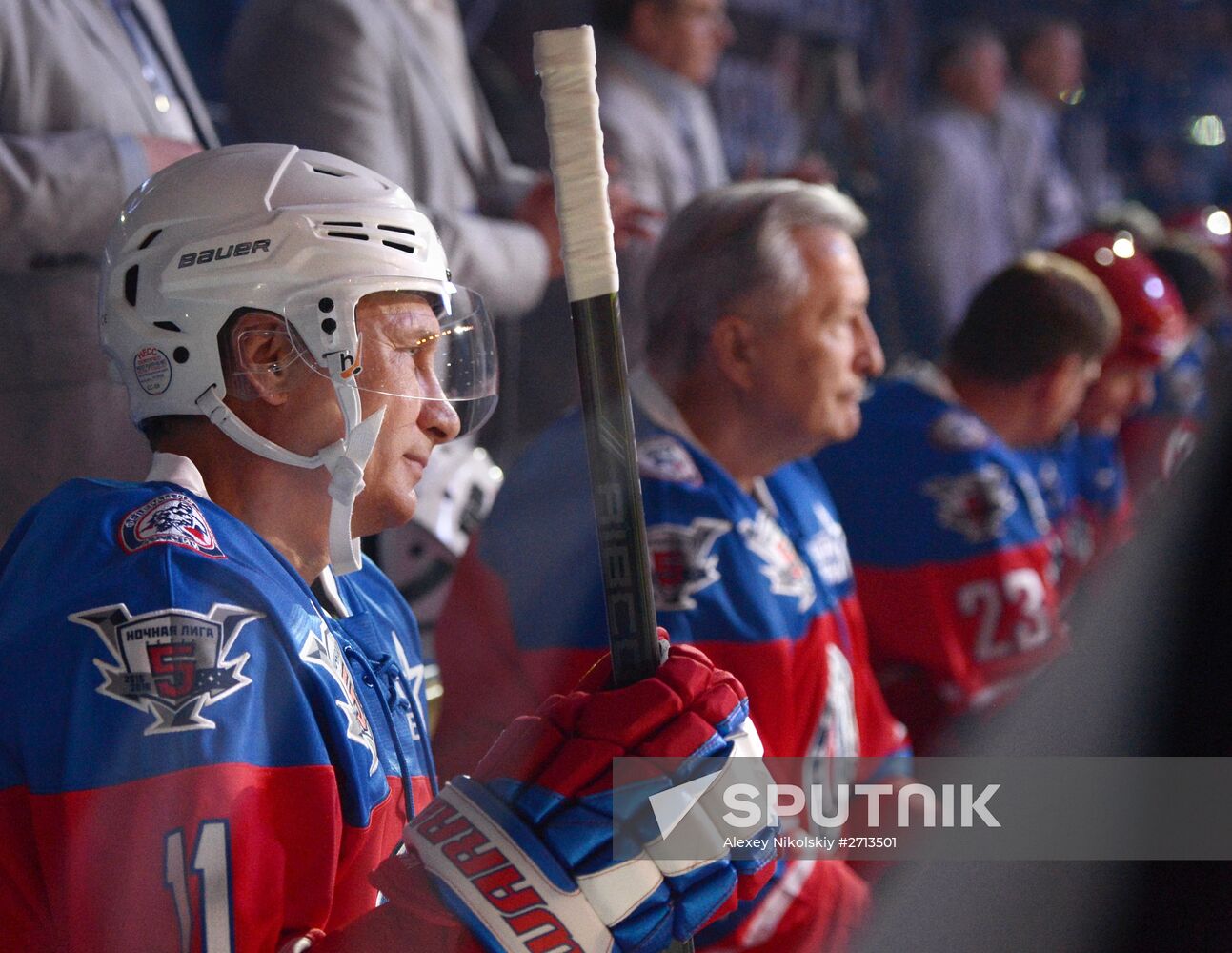 President Vladimir Putin during hockey match between Night Hockey League champions, board members and honorary guests