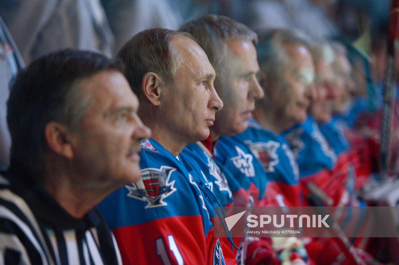 President Vladimir Putin during hockey match between Night Hockey League champions, board members and honorary guests