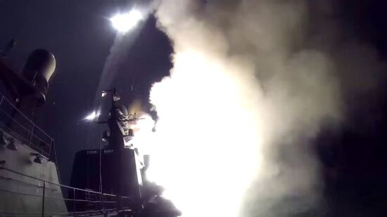 Caspian Flotilla ships fire missiles to attack ISIL positions in Syria