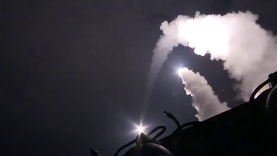 Caspian Flotilla ships fire missiles to attack ISIL positions in Syria