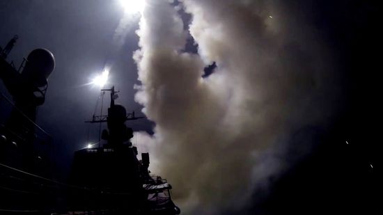 Caspian Flotilla ships fire missiles to attack ISIL positions in Syria