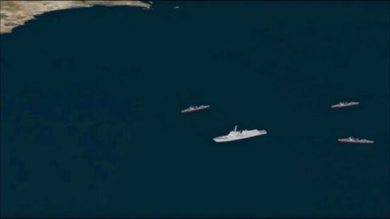 Caspian Flotilla ships fire missiles to attack ISIL positions in Syria