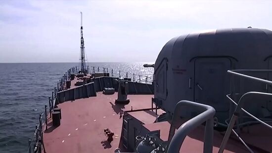 Caspian Flotilla ships fire missiles to attack ISIL positions in Syria