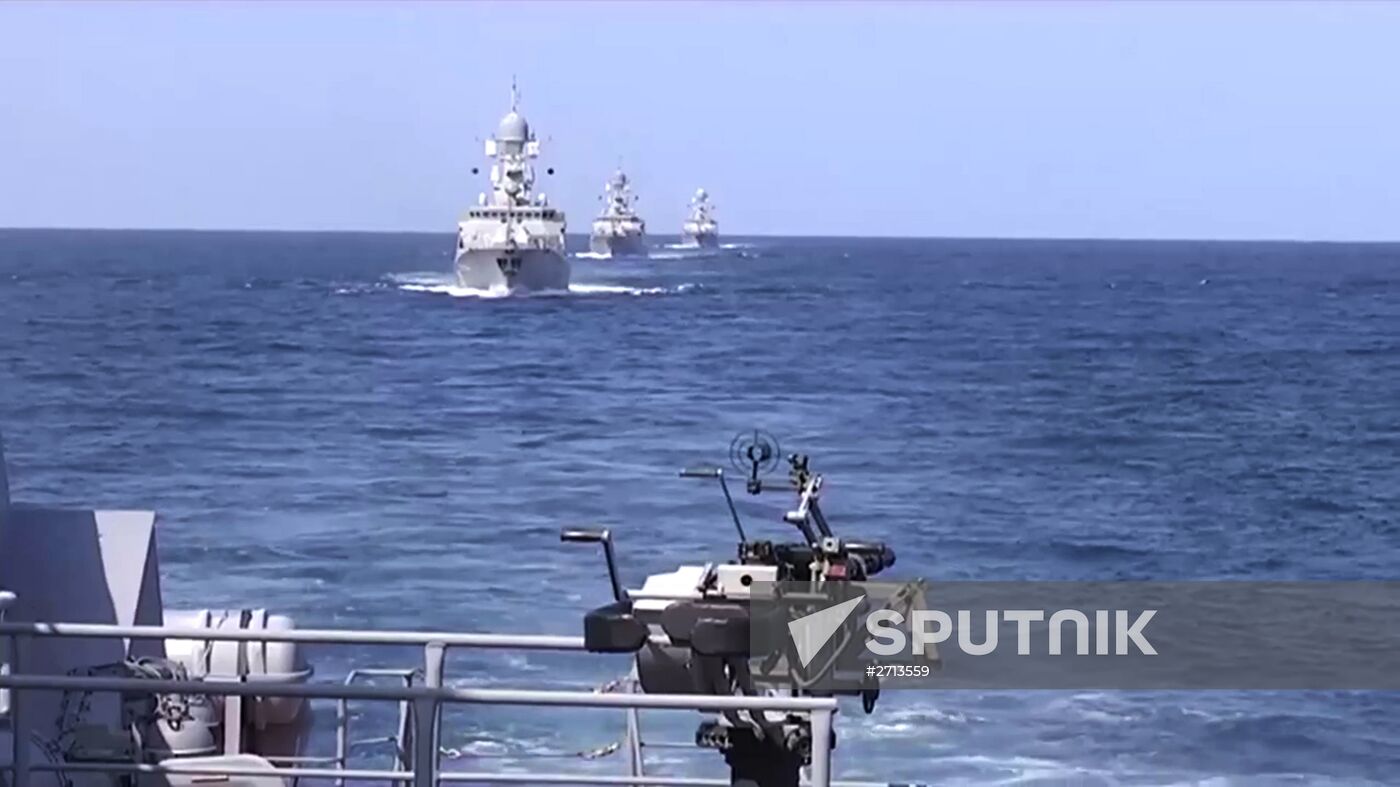 Caspian Flotilla ships fire missiles to attack ISIL positions in Syria