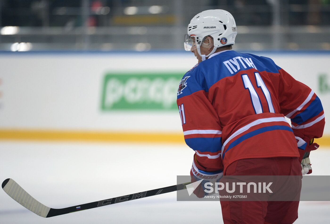 President Vladimir Putin during hockey match between Night Hockey League champions, board members and honorary guests