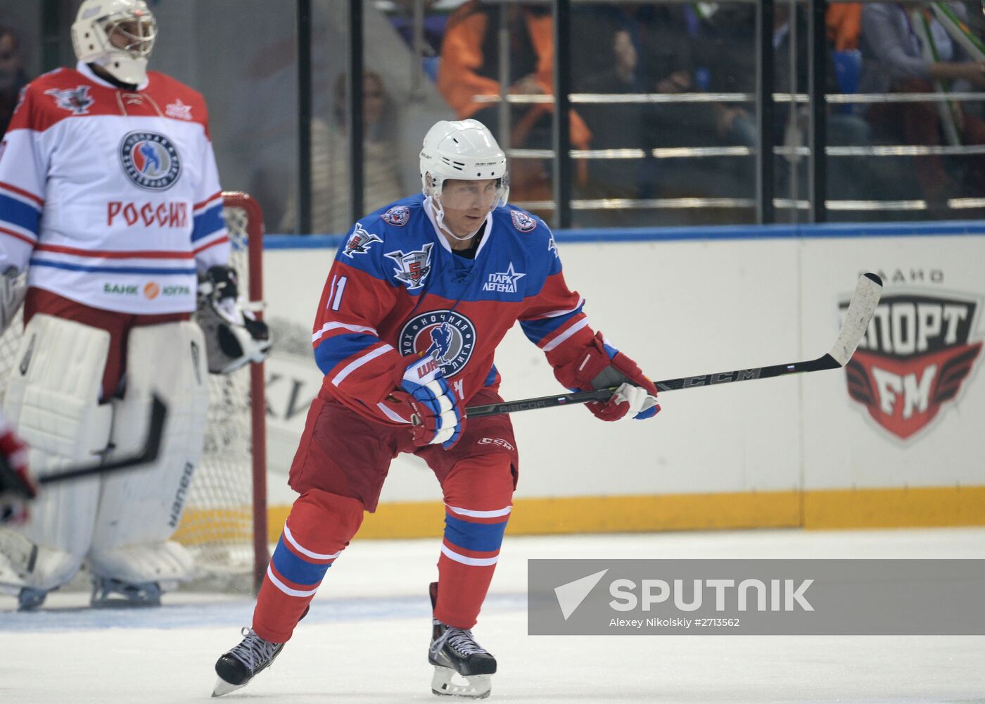 President Vladimir Putin during hockey match between Night Hockey League champions, board members and honorary guests