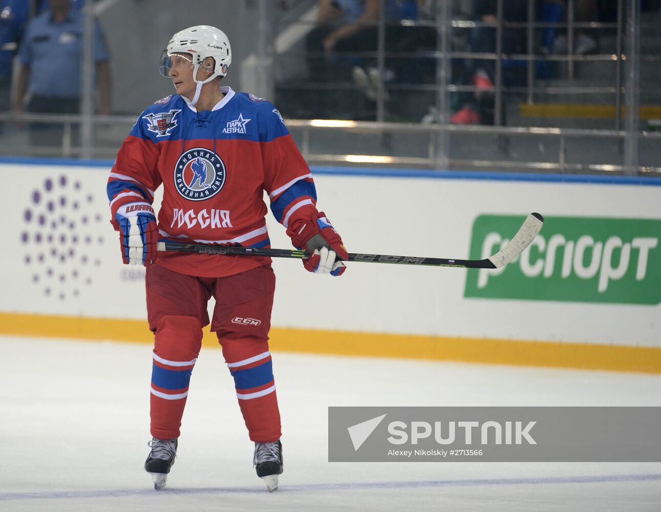 President Vladimir Putin during hockey match between Night Hockey League champions, board members and honorary guests