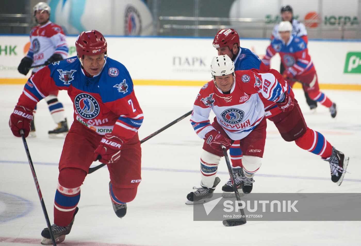 President Vladimir Putin during hockey match between Night Hockey League champions, board members and honorary guests
