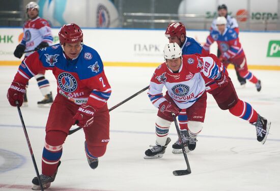 President Vladimir Putin during hockey match between Night Hockey League champions, board members and honorary guests