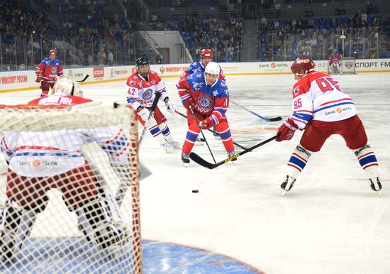 President Vladimir Putin during hockey match between Night Hockey League champions, board members and honorary guests