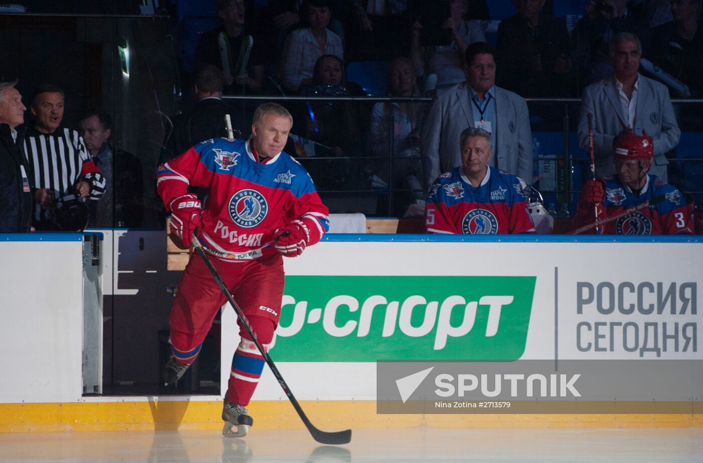 President Vladimir Putin during hockey match between Night Hockey League champions, board members and honorary guests