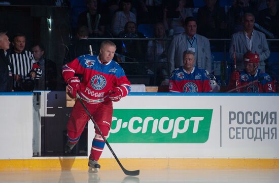 President Vladimir Putin during hockey match between Night Hockey League champions, board members and honorary guests