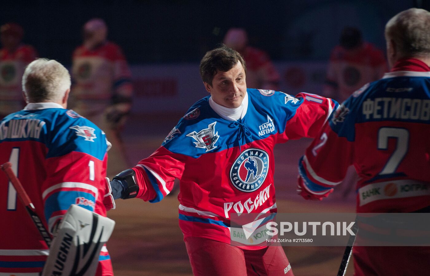 President Vladimir Putin during hockey match between Night Hockey League champions, board members and honorary guests