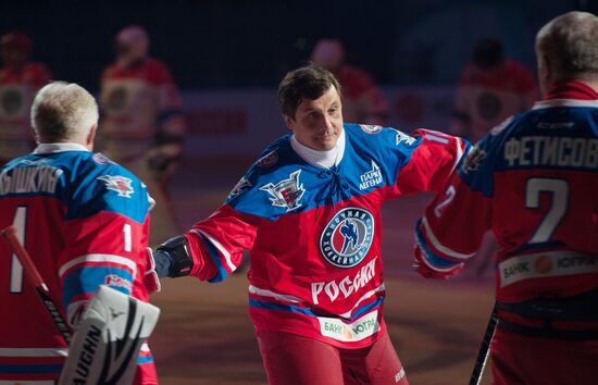President Vladimir Putin during hockey match between Night Hockey League champions, board members and honorary guests