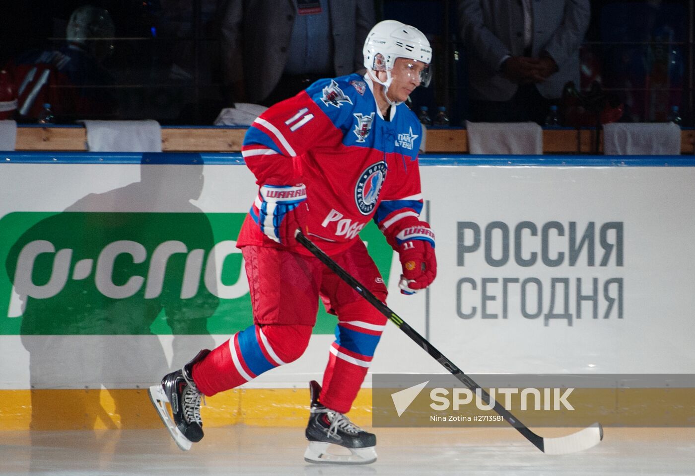 President Vladimir Putin during hockey match between Night Hockey League champions, board members and honorary guests