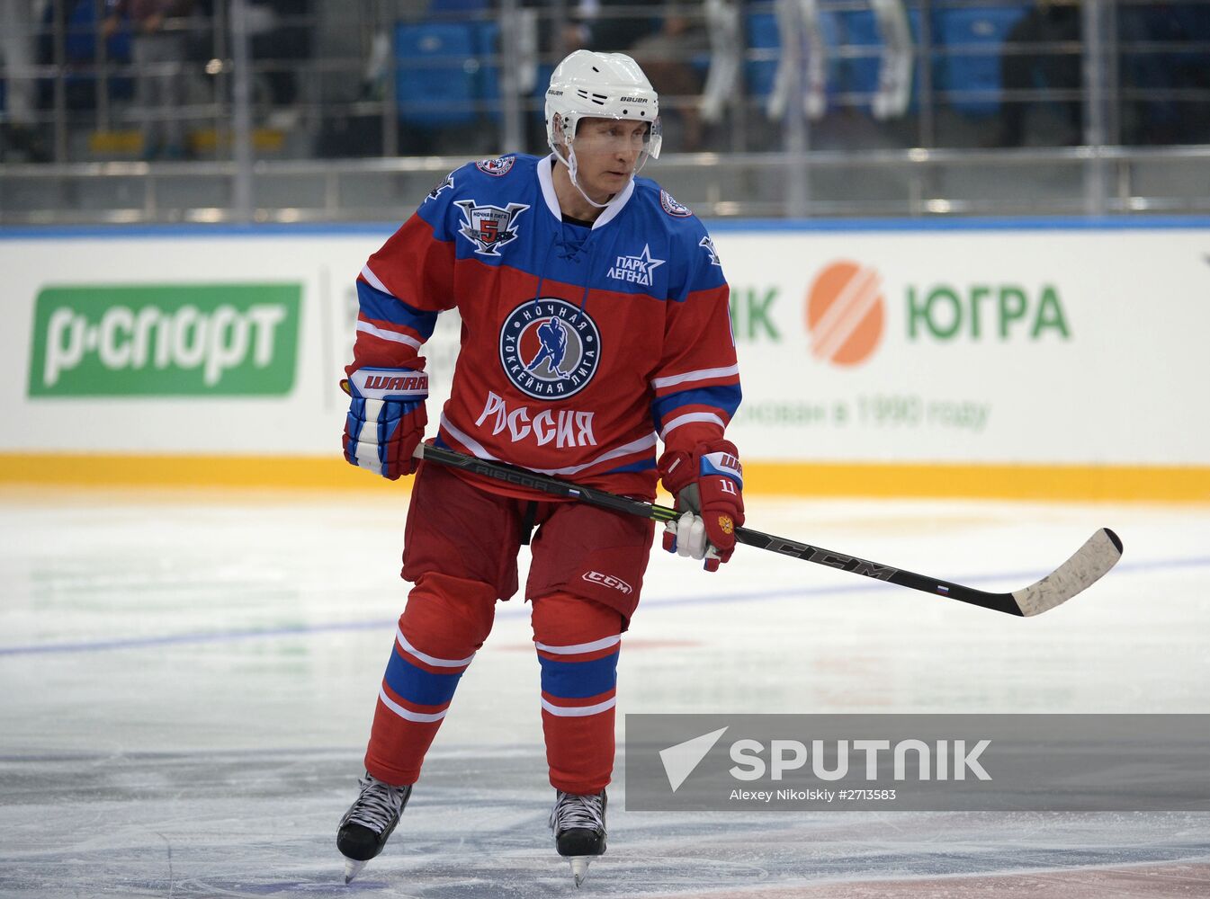 President Vladimir Putin during hockey match between Night Hockey League champions, board members and honorary guests