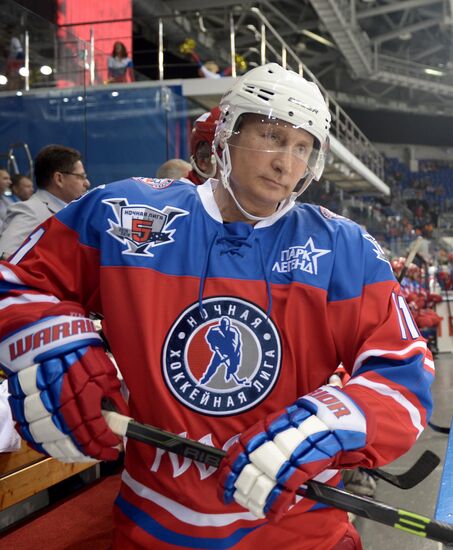 President Vladimir Putin during hockey match between Night Hockey League champions, board members and honorary guests