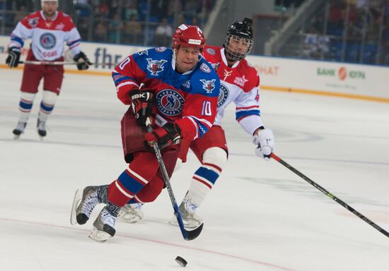 President Vladimir Putin during hockey match between Night Hockey League champions, board members and honorary guests
