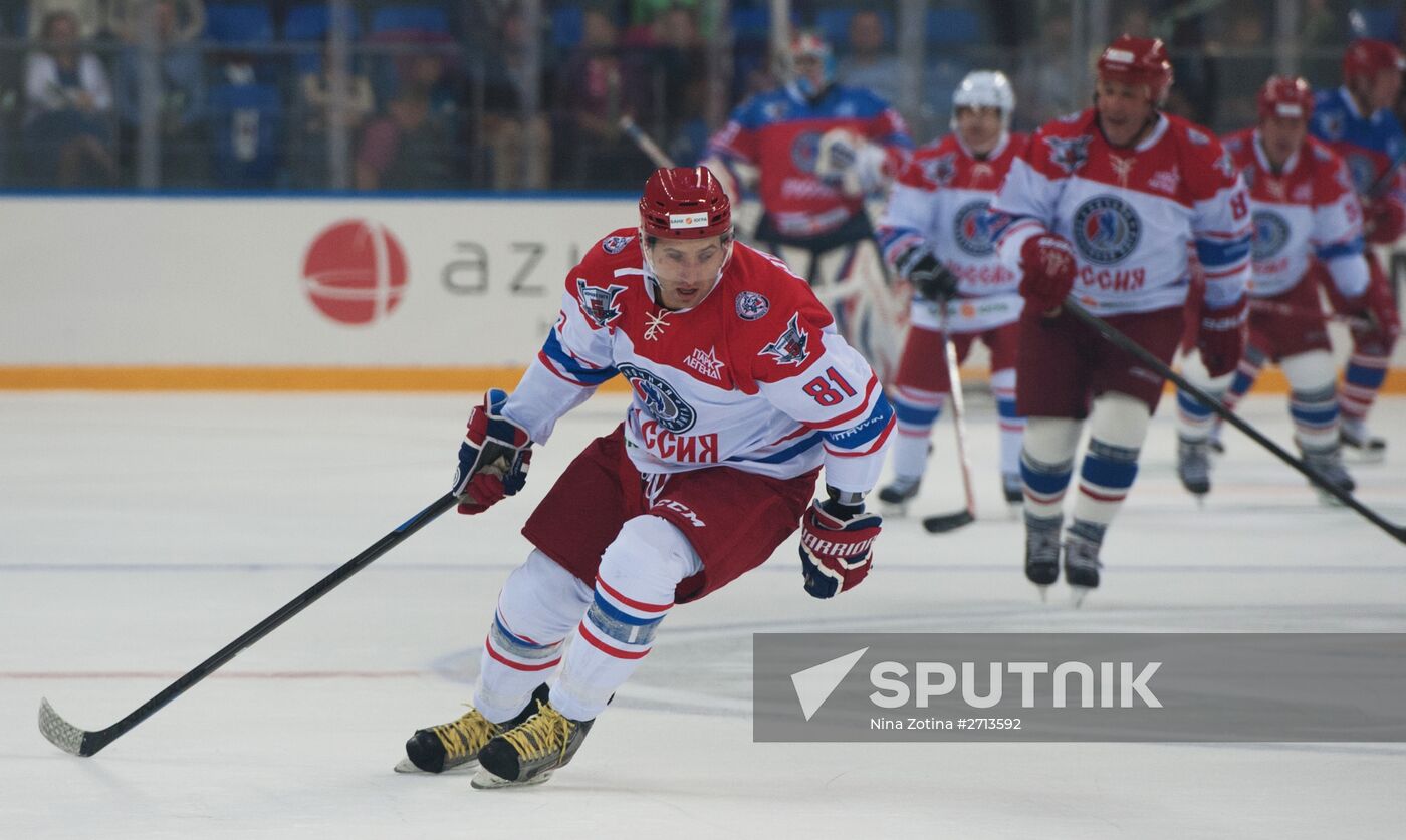 President Vladimir Putin during hockey match between Night Hockey League champions, board members and honorary guests