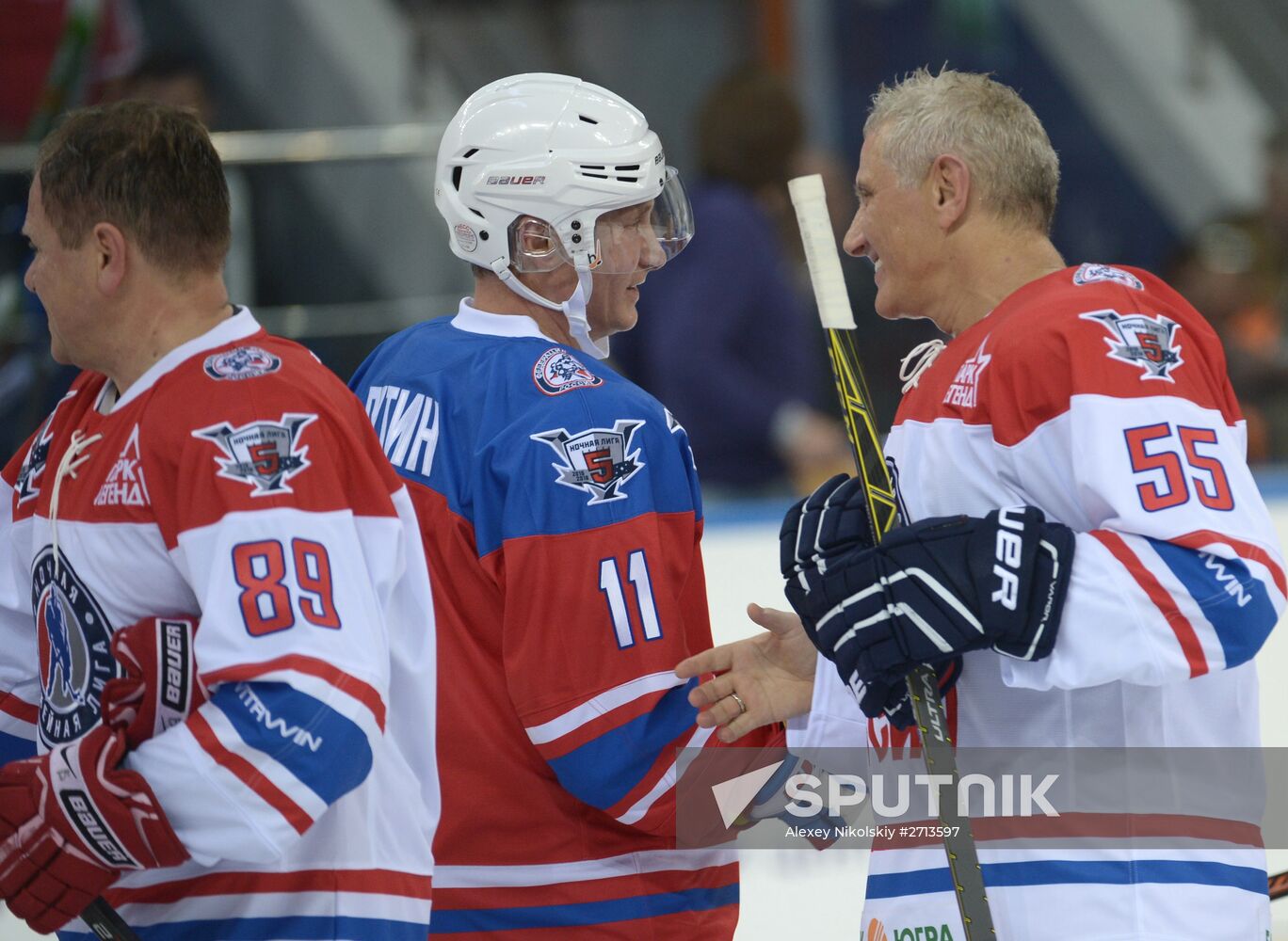 President Vladimir Putin during hockey match between Night Hockey League champions, board members and honorary guests