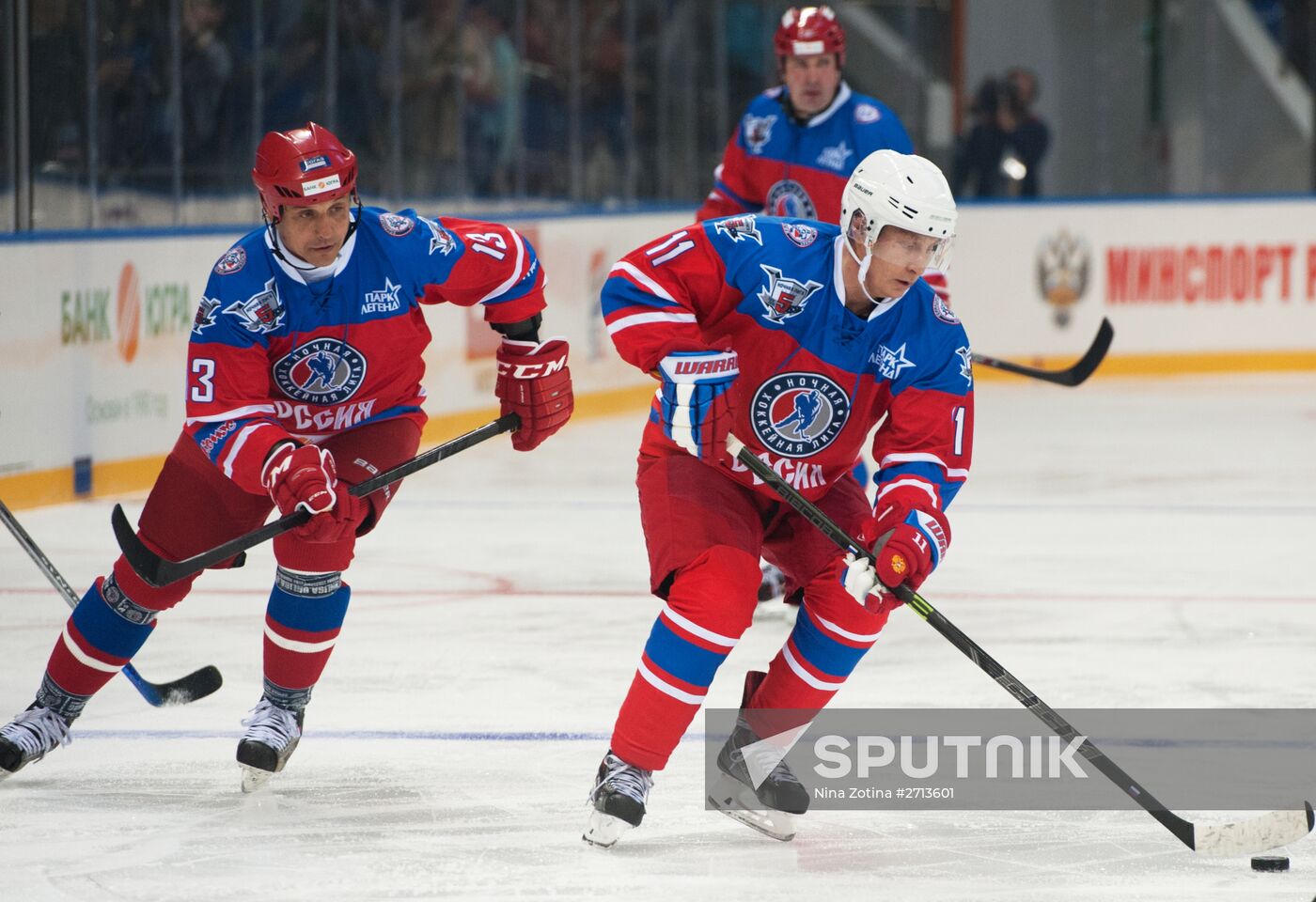 President Vladimir Putin during hockey match between Night Hockey League champions, board members and honorary guests