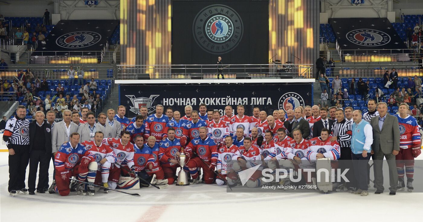 President Vladimir Putin during hockey match between Night Hockey League champions, board members and honorary guests