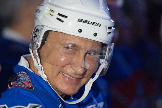 Vladimir Putin takes part in hockey match between Night Hockey League champions and board members and honorary guests