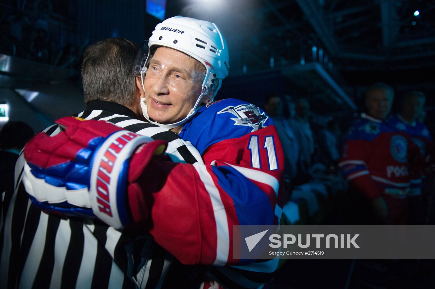 President Vladimir Putin during hockey match between Night Hockey League champions, board members and honorary guests