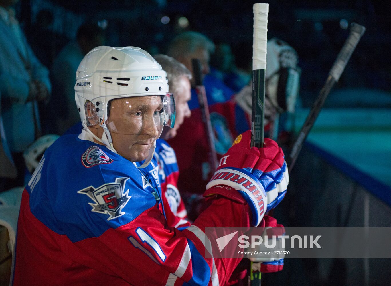 President Vladimir Putin during hockey match between Night Hockey League champions, board members and honorary guests