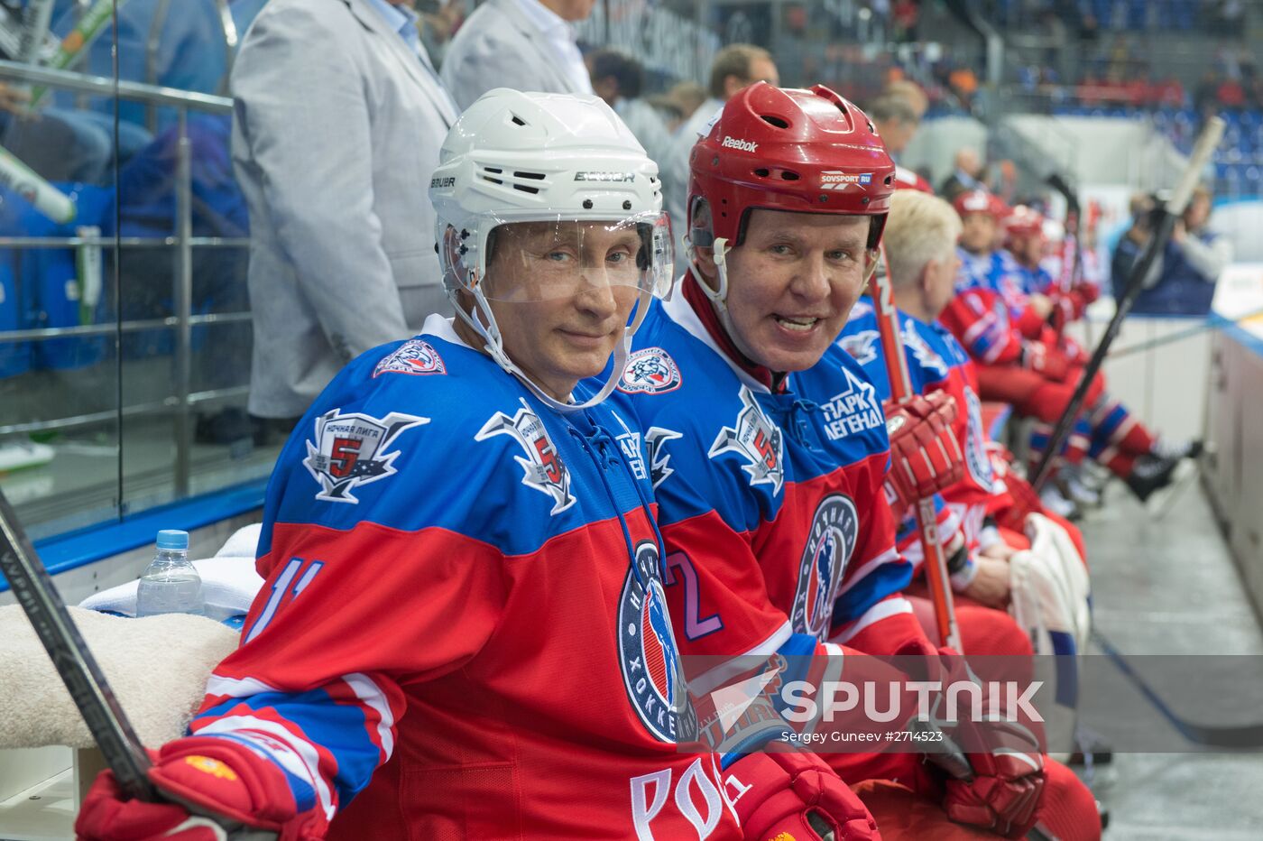 President Vladimir Putin during hockey match between Night Hockey League champions, board members and honorary guests